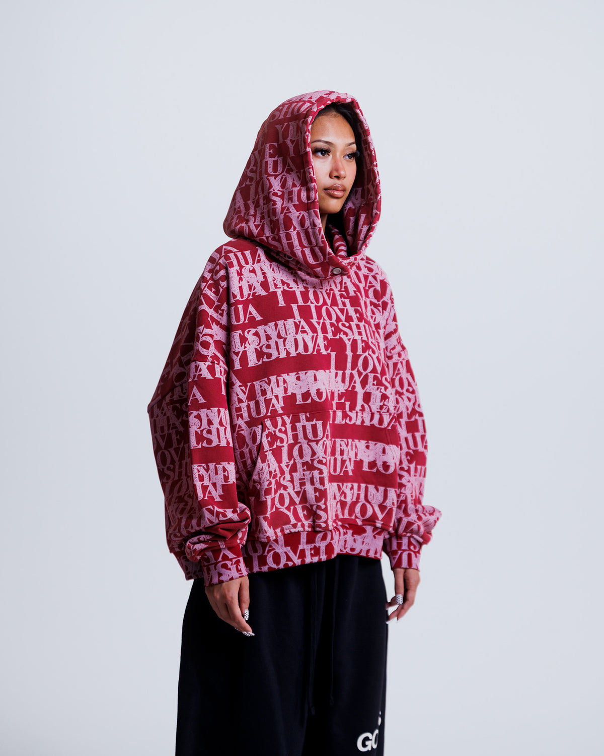 “I LOVE YESHUA” Hoodie in Midnight Wine
