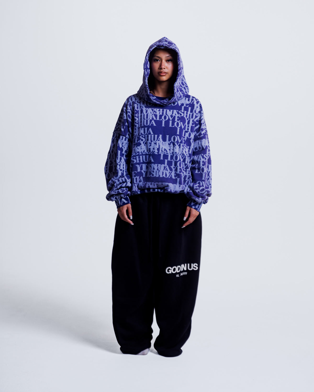 “I LOVE YESHUA” Hoodie in Midnight Indigo