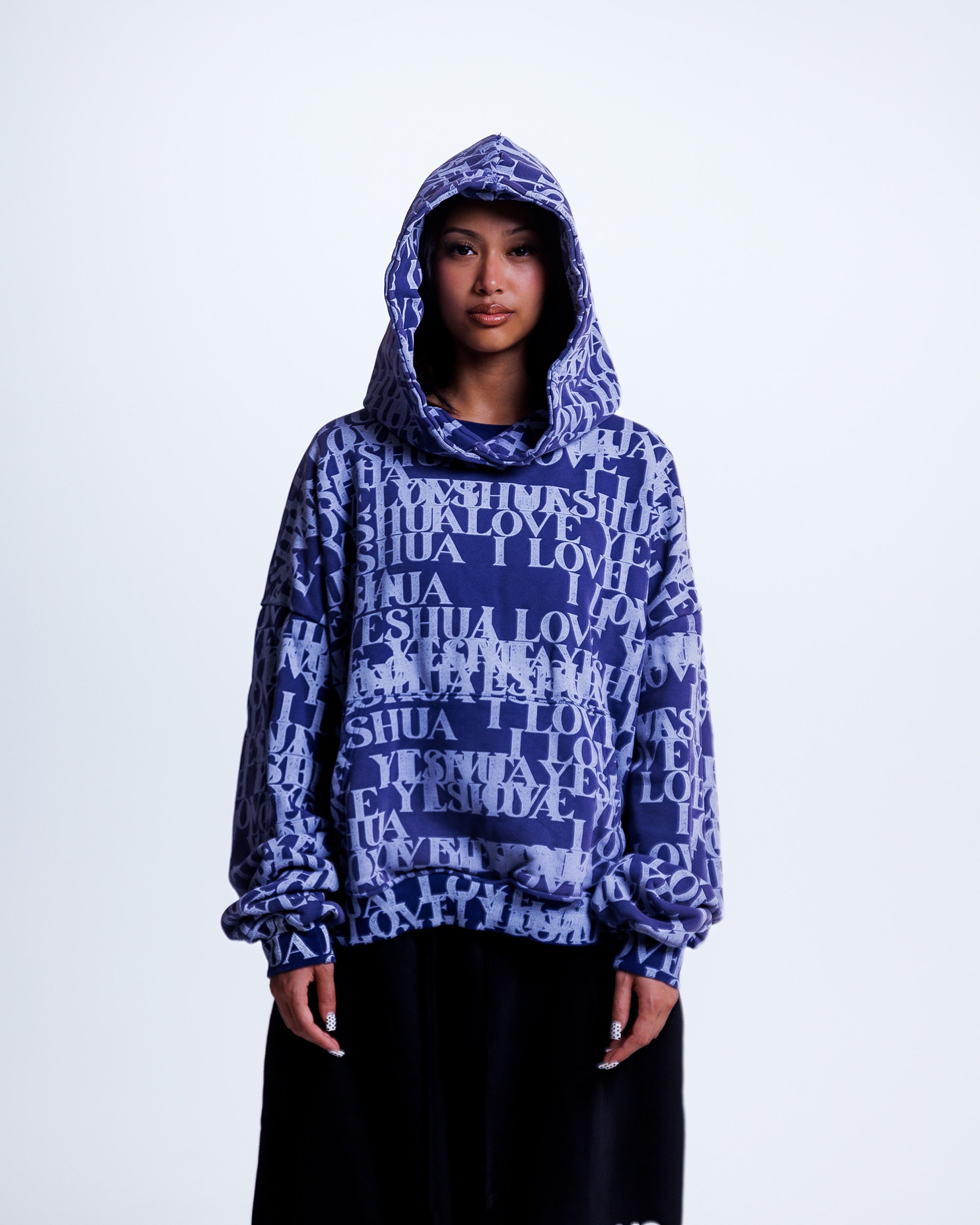igusa イグサ パーカー y2k I LOVE YESHUA” Hoodie in Midnight Indigo – GOD IN US