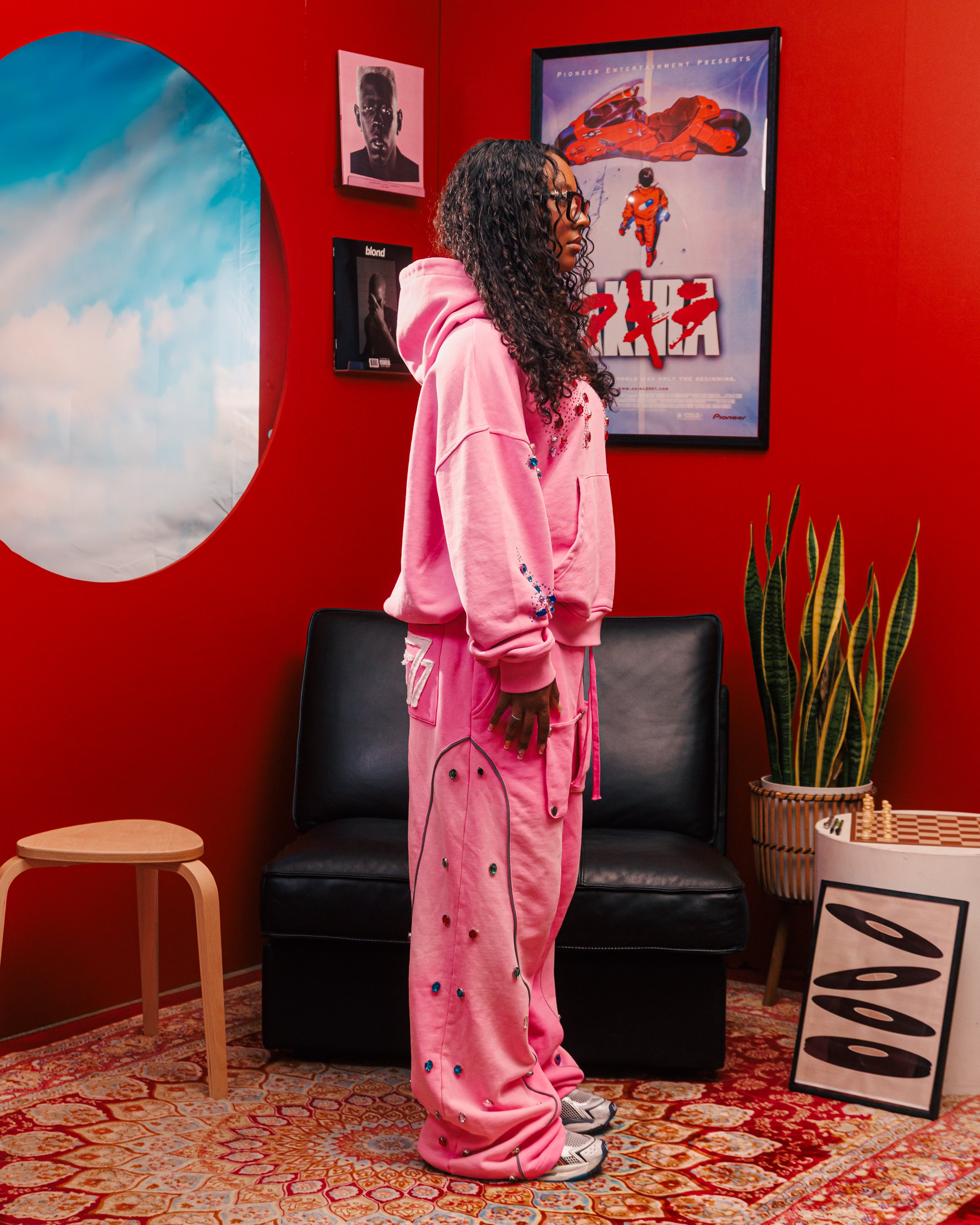 Multi-Colored Gemstone Pants in Stone Pink