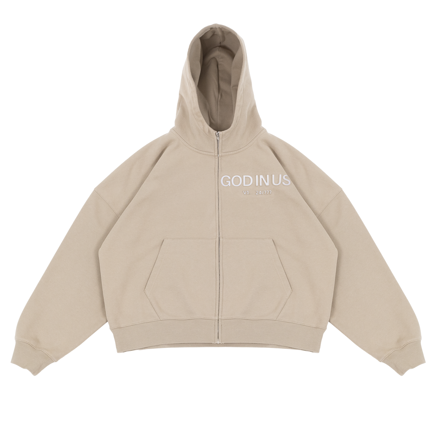 V1 Mocked Zipped Hoodie in Sand