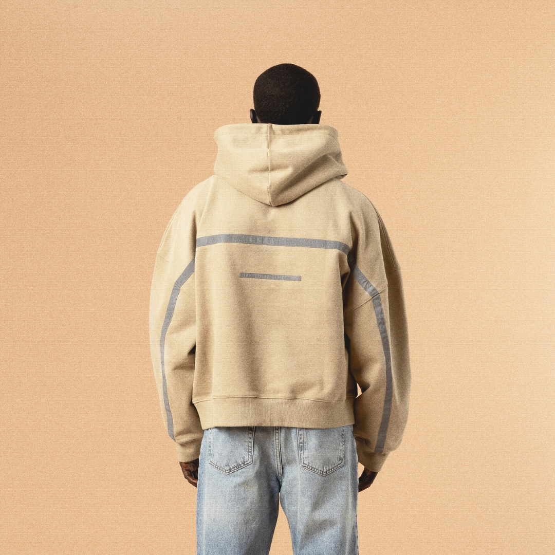 V1 Mocked Zipped Hoodie in Sand