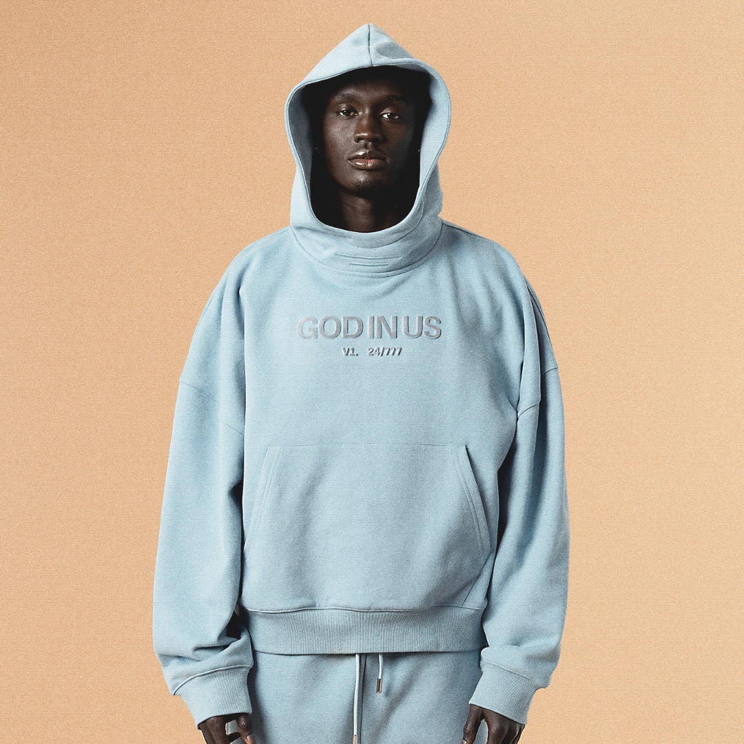 V1 Mocked Hoodie In Blue Koi