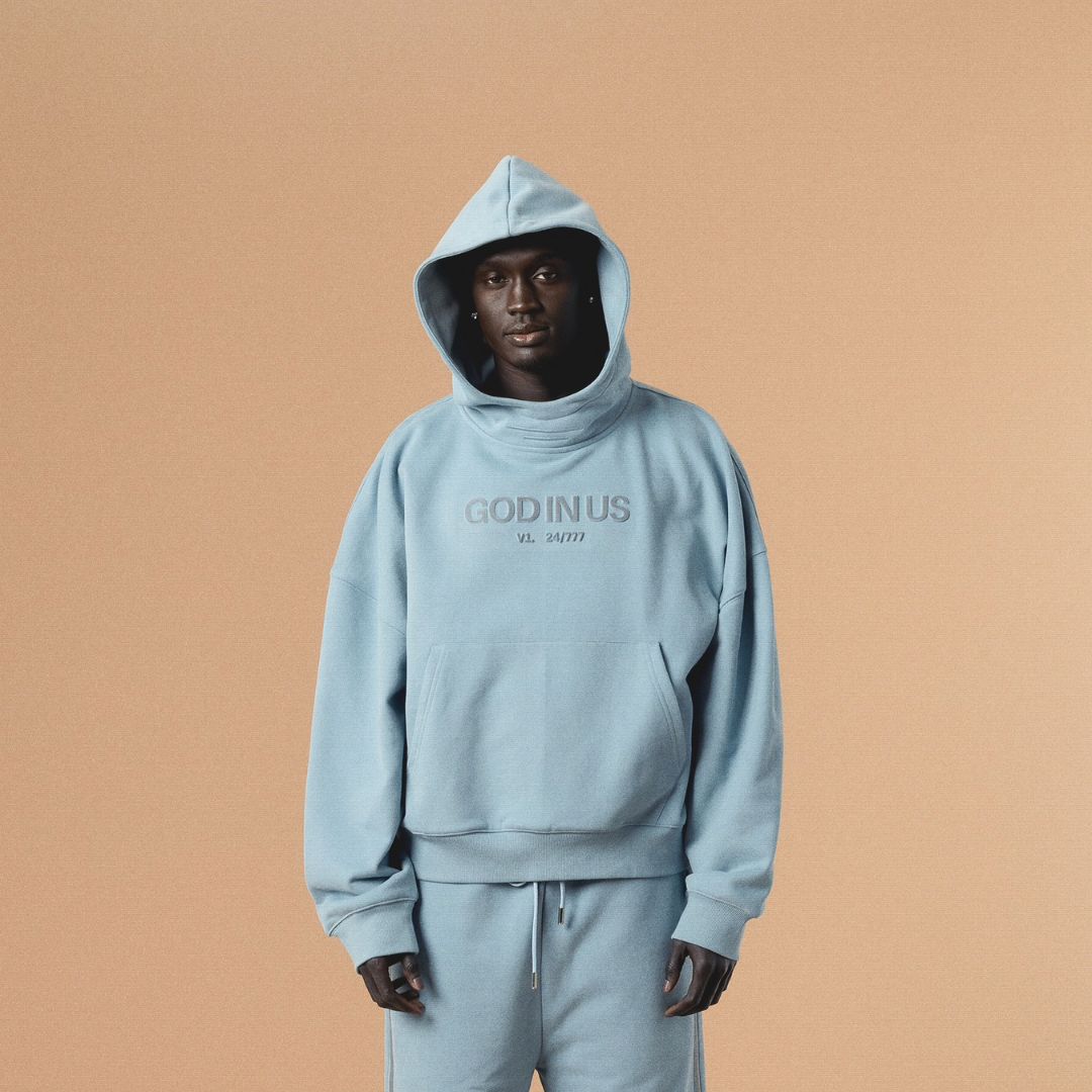 V1 Mocked Hoodie In Blue Koi