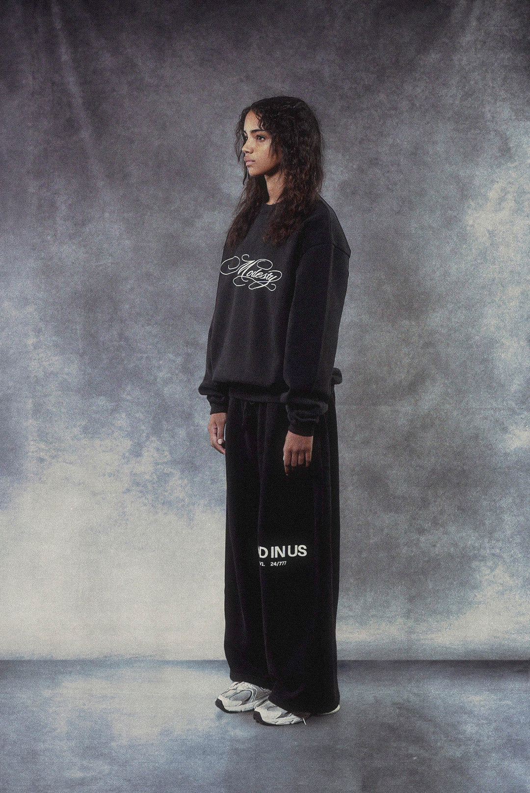 "Modesty" Crewneck in Jet Black