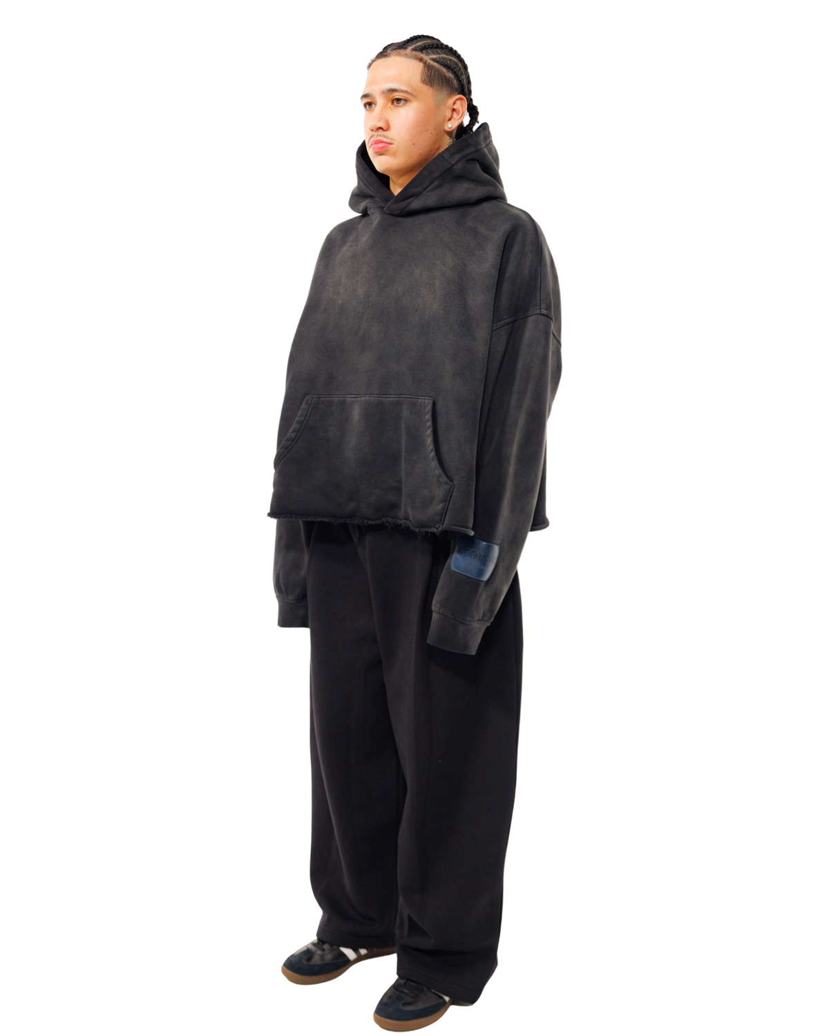 Core Boxy Hoodie in Stone Black
