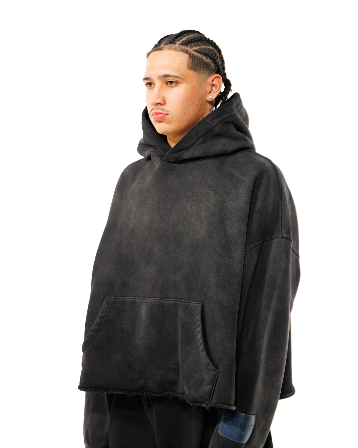Core Boxy Hoodie in Stone Black