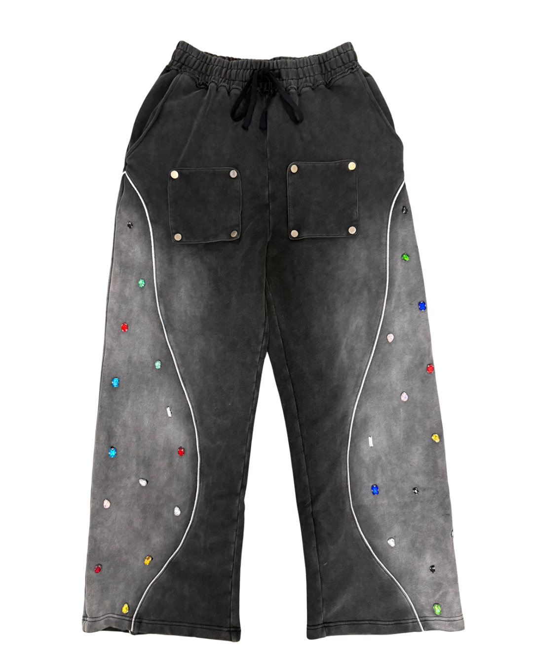 Multi-Colored Gemstone Pants in Stone Black