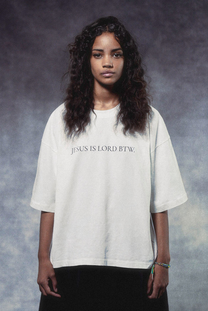Jesus Is Lord BTW Tee in Blanc White, Blanc White