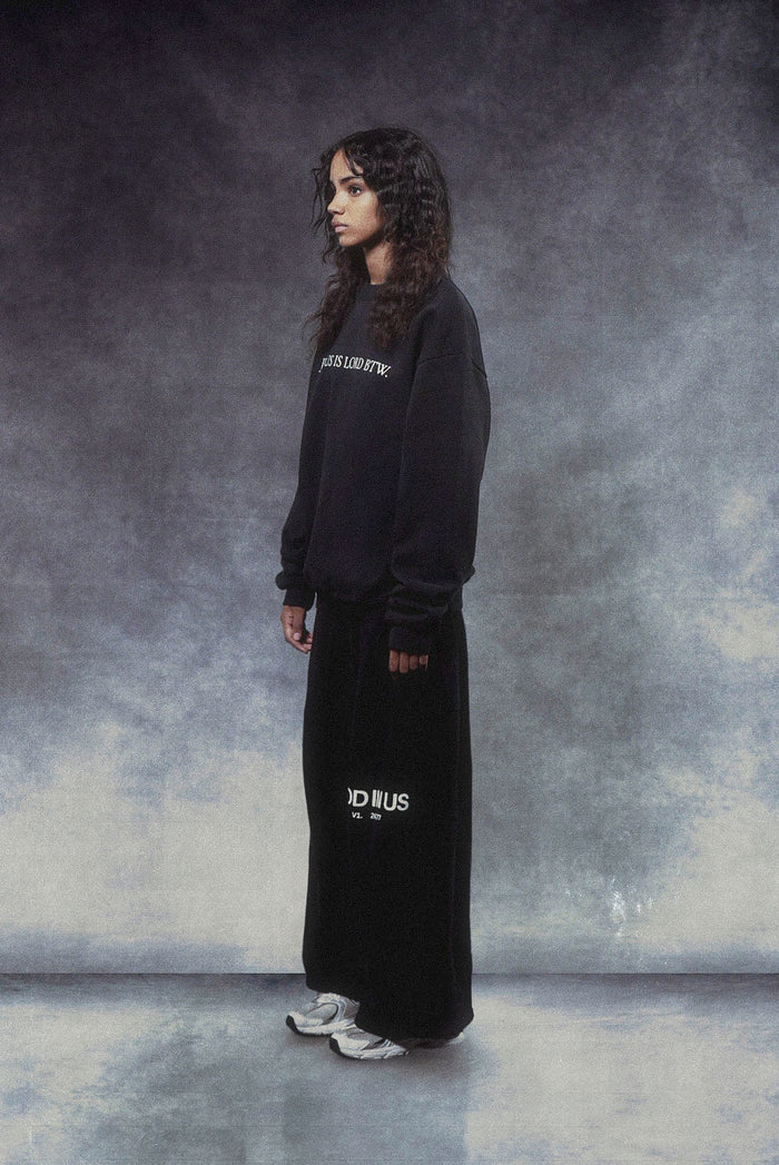 Jesus is Lord BTW Crewneck in Jet Black, Jet Black