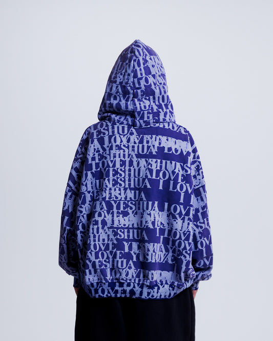“I LOVE YESHUA” Hoodie in Midnight Indigo