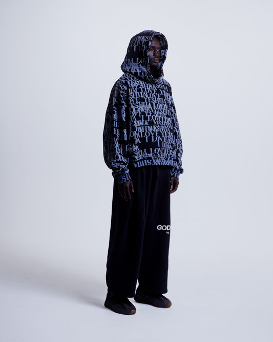 Core Wide Sweatpant in Midnight Black