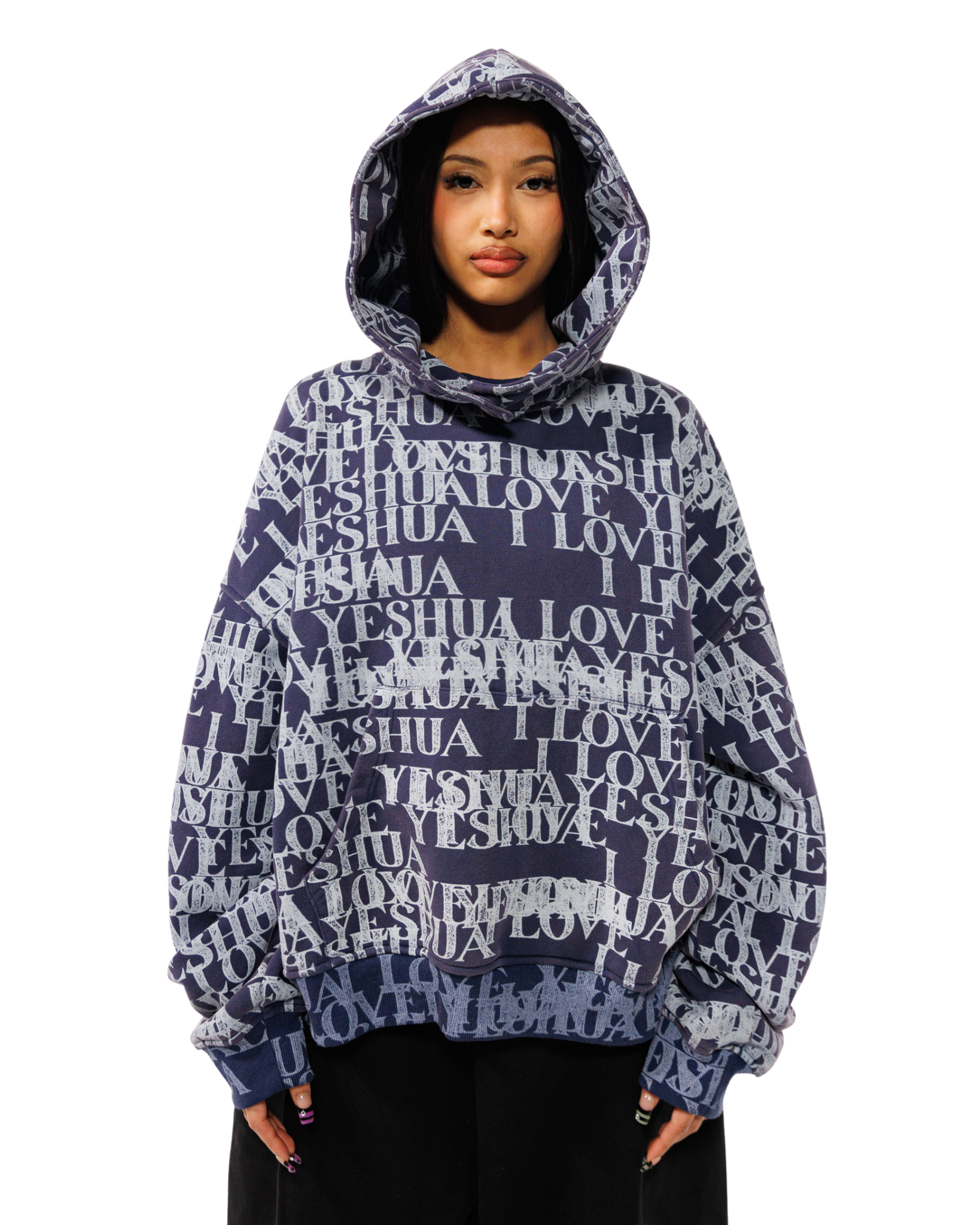 I LOVE YESHUA” Hoodie in Midnight Indigo – GOD IN US