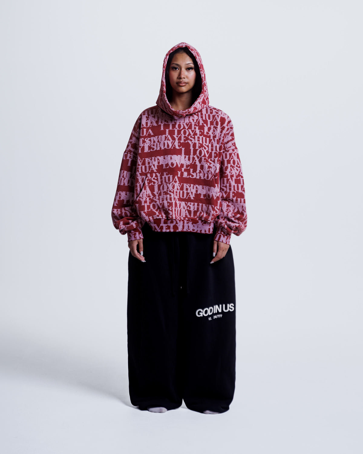 “I LOVE YESHUA” Hoodie in Midnight Wine
