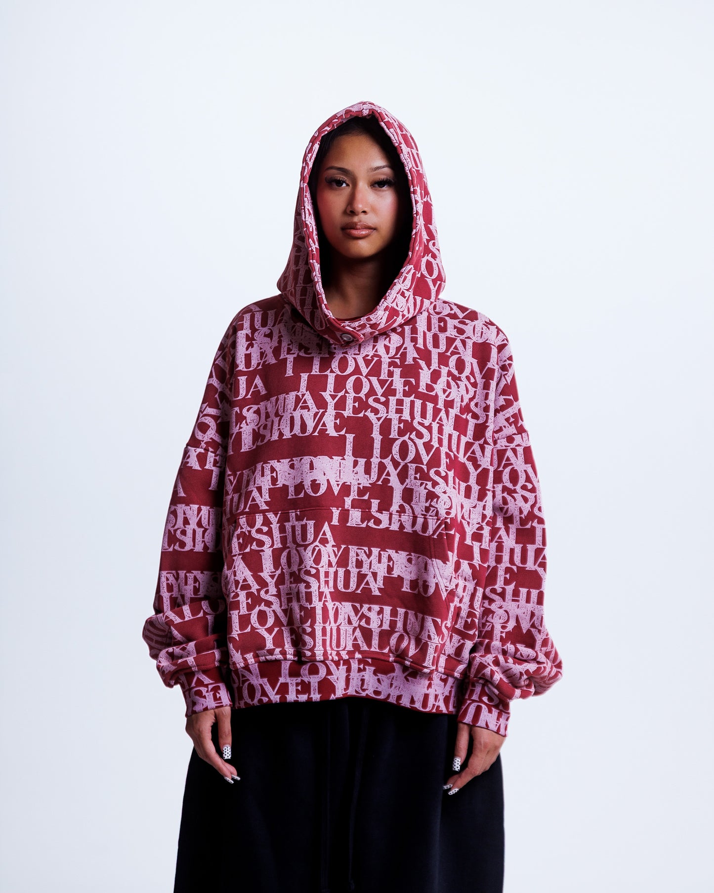 “I LOVE YESHUA” Hoodie in Midnight Wine