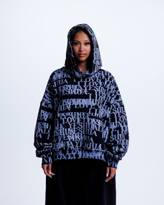 “I LOVE YESHUA” Hoodie in Midnight Black
