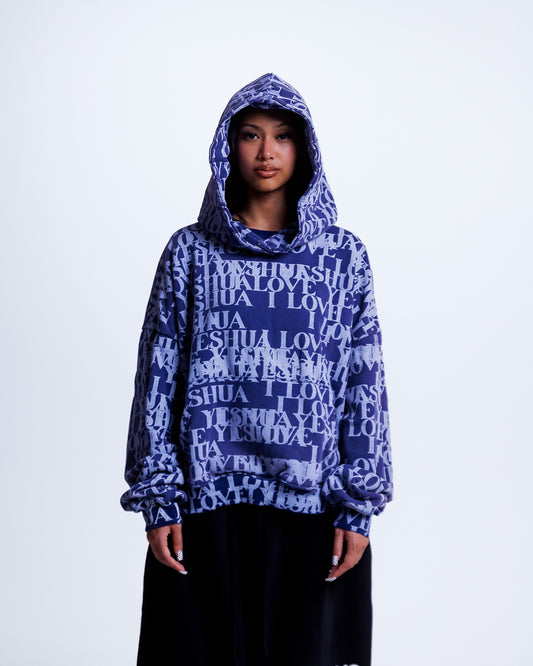 “I LOVE YESHUA” Hoodie in Midnight Indigo