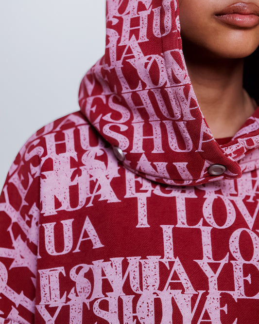 “I LOVE YESHUA” Hoodie in Midnight Wine