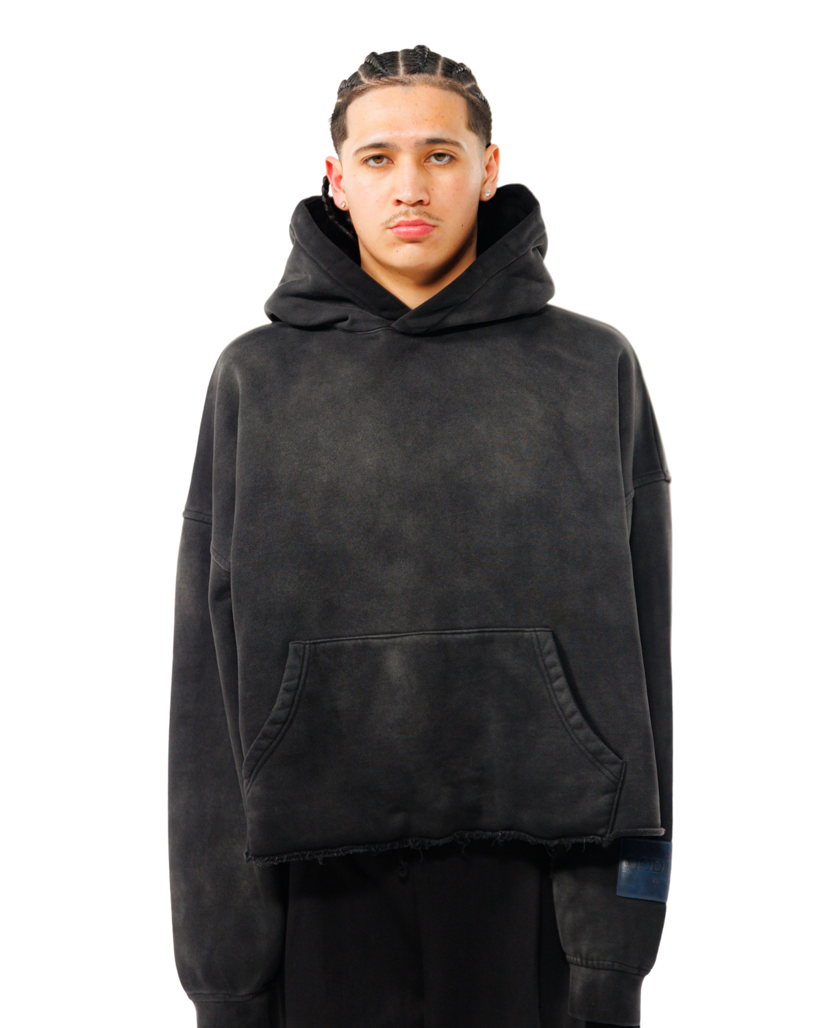 Core Boxy Hoodie in Stone Black