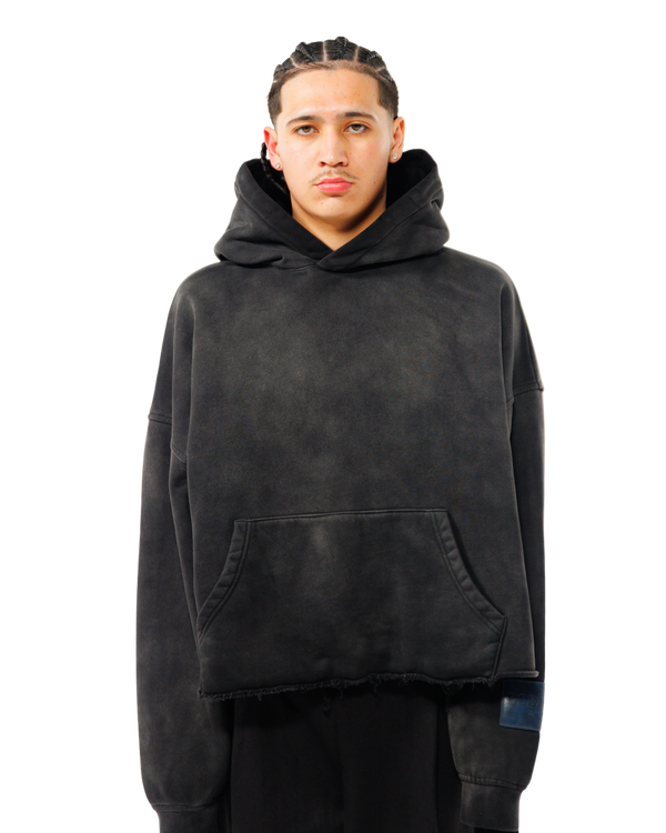 Core Boxy Hoodie in Stone Black