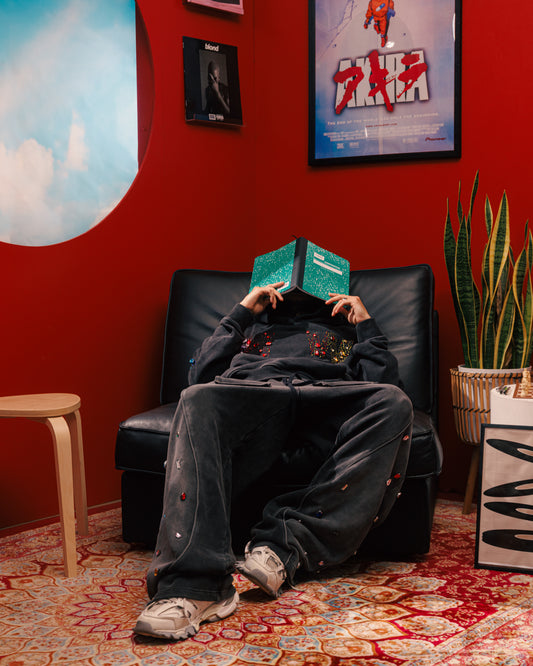 Multi-Colored Gemstone Pants in Stone Black