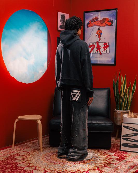 Multi-Colored Gemstone Pants in Stone Black