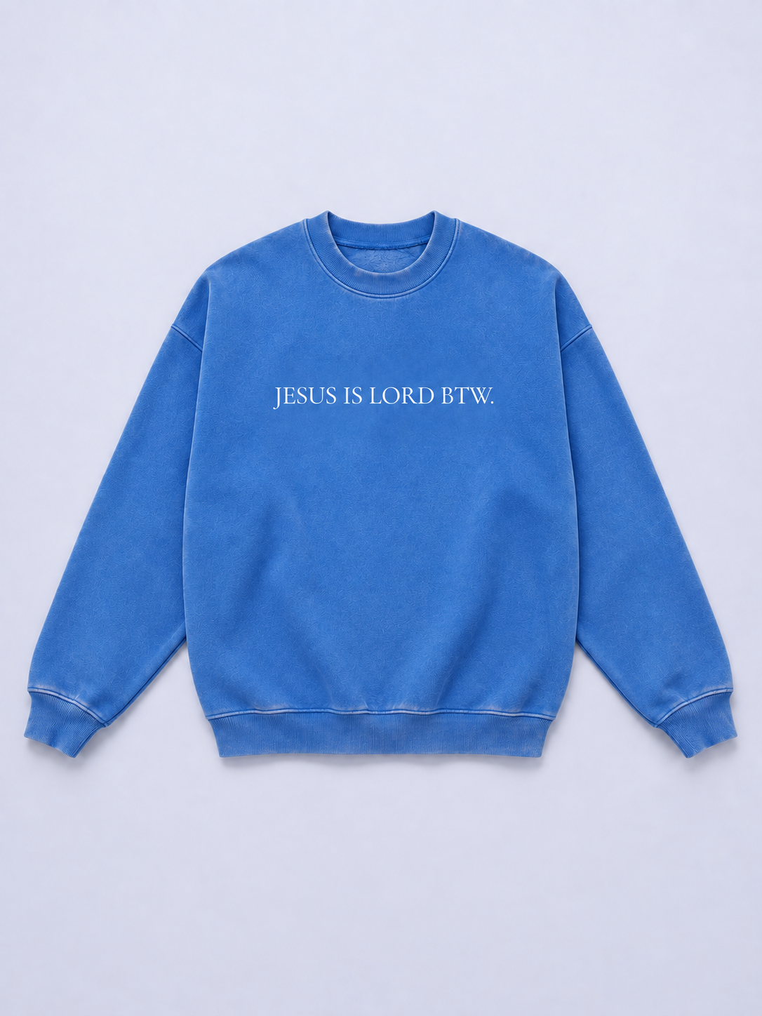 Jesus is Lord BTW Crewneck in Dust Blue