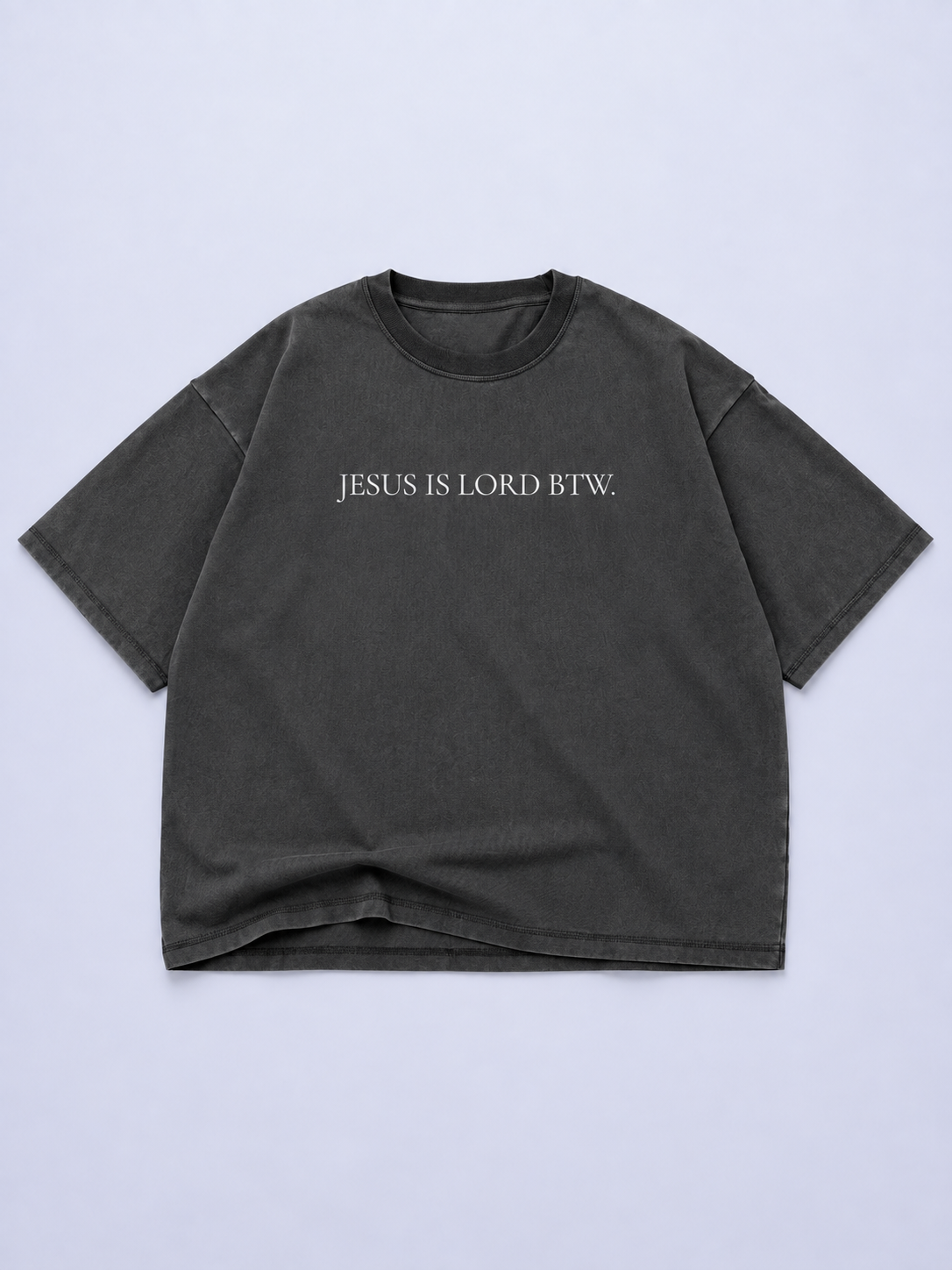 Jesus Is Lord BTW Tee in Washed Black
