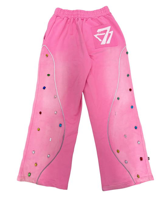 Multi-Colored Gemstone Pants in Stone Pink