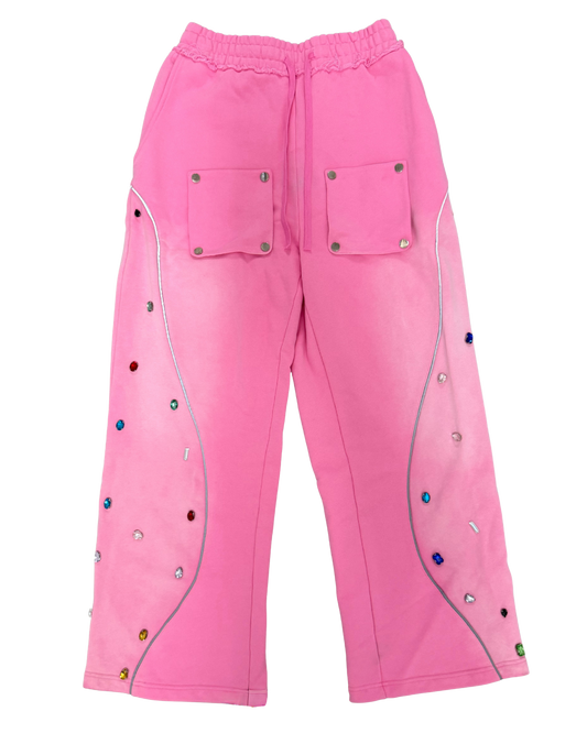 Multi-Colored Gemstone Pants in Stone Pink