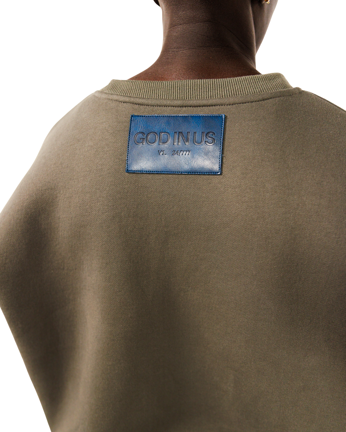 Mobius Double Layer Crewneck in Stone Olive