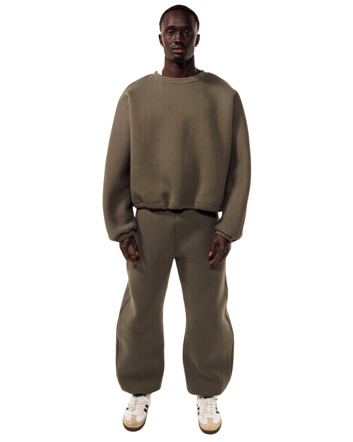 Mobius Double Layer Crewneck in Stone Olive