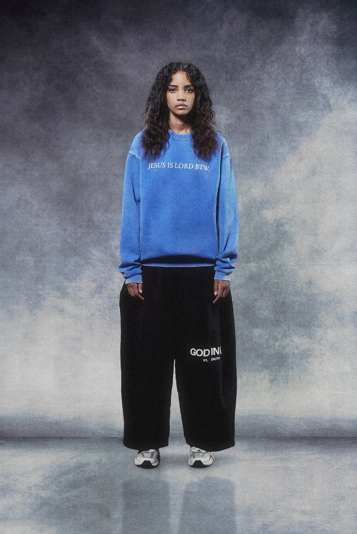 Jesus is Lord BTW Crewneck in Dust Blue, Dust Blue