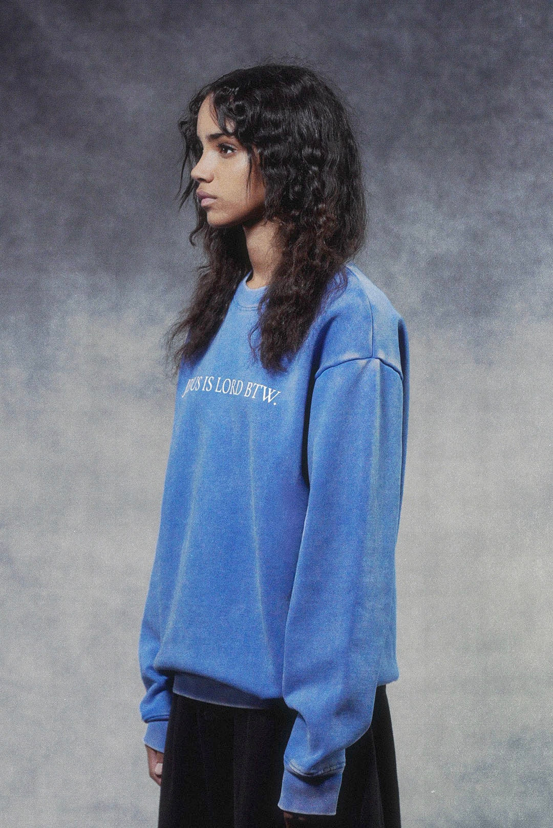 Jesus is Lord BTW Crewneck in Dust Blue