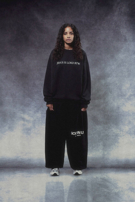 Jesus Is Lord BTW Crewneck - Jet Black - Full Body