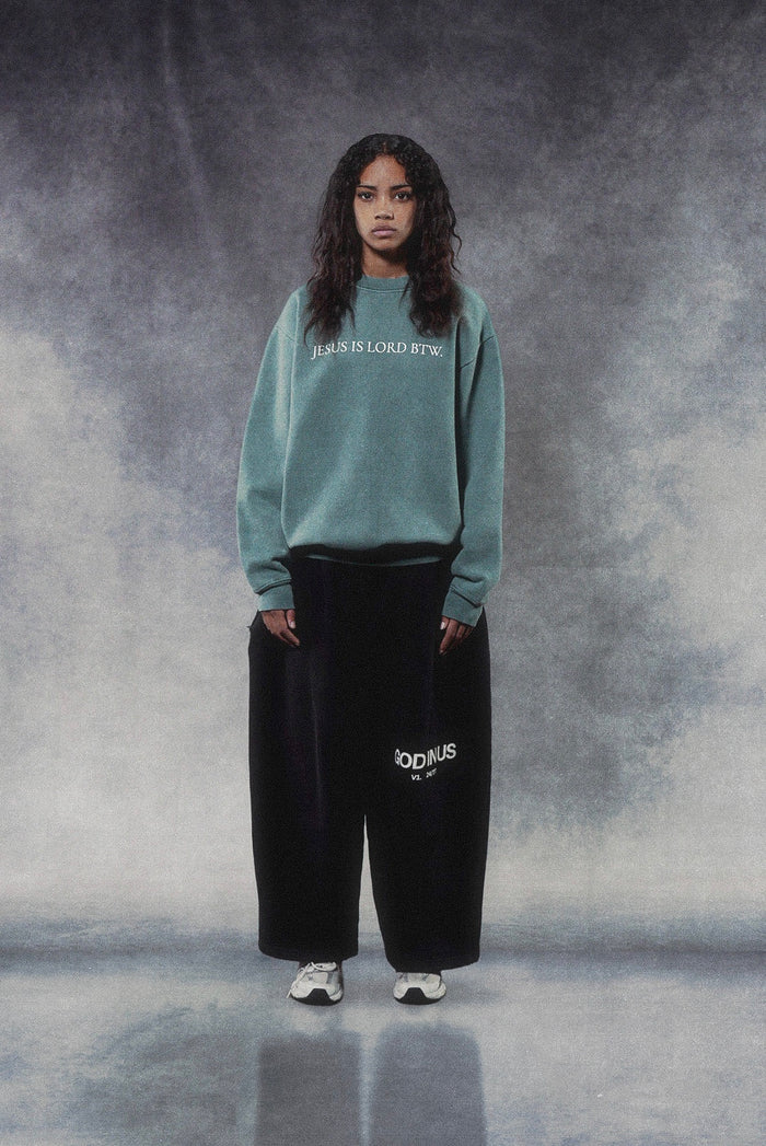 Jesus is Lord BTW Crewneck in Sagebrush Green, Sagebrush Green