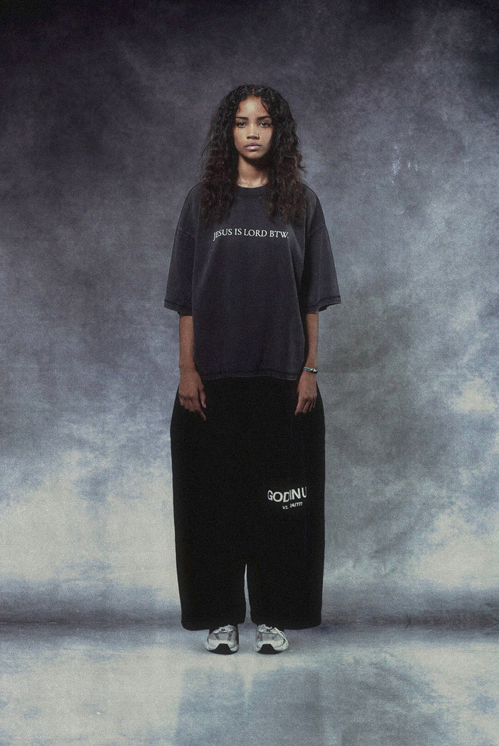 Jesus Is Lord BTW Tee in Washed Black, Vintage Black
