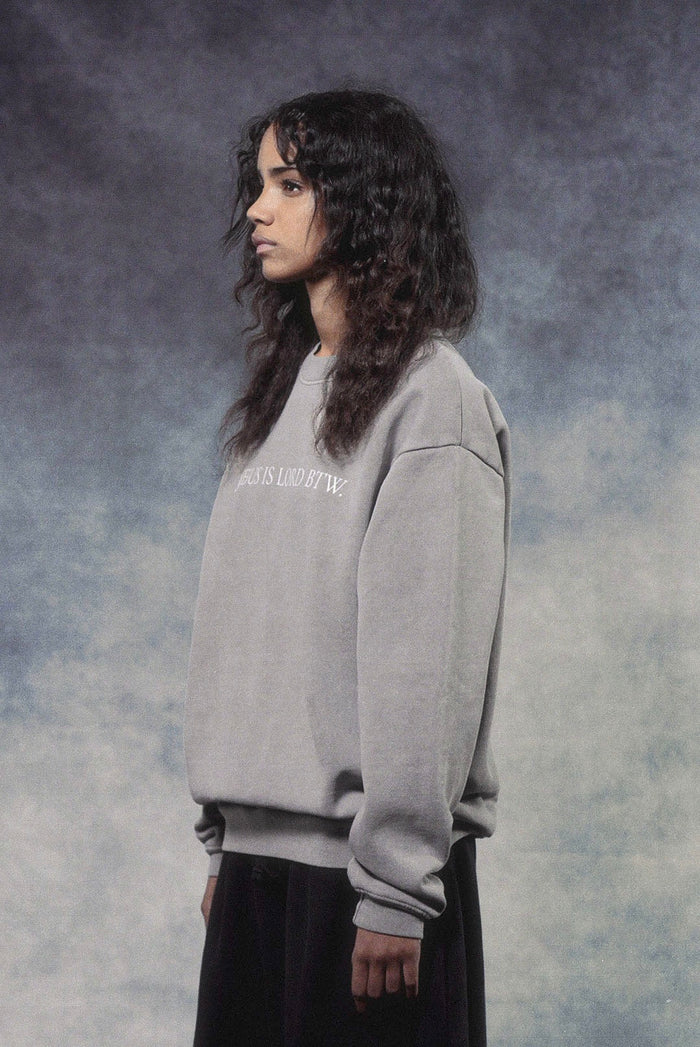 Jesus is Lord BTW Crewneck in Ultra Gray, Ultra Gray