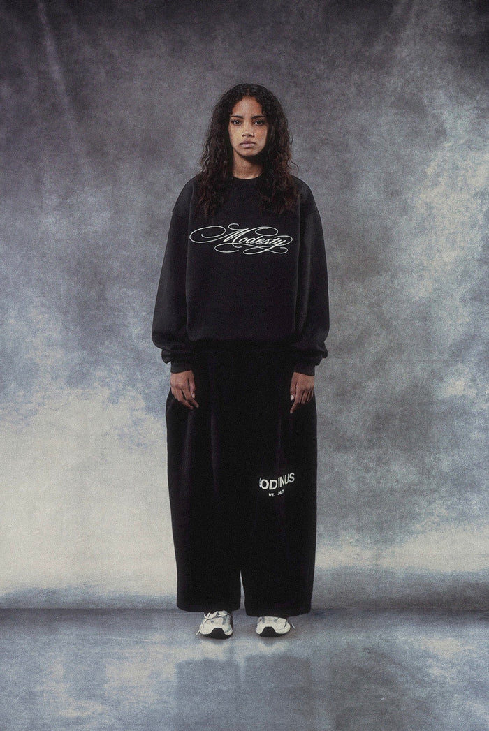 "Modesty" Crewneck in Jet Black, Jet Black