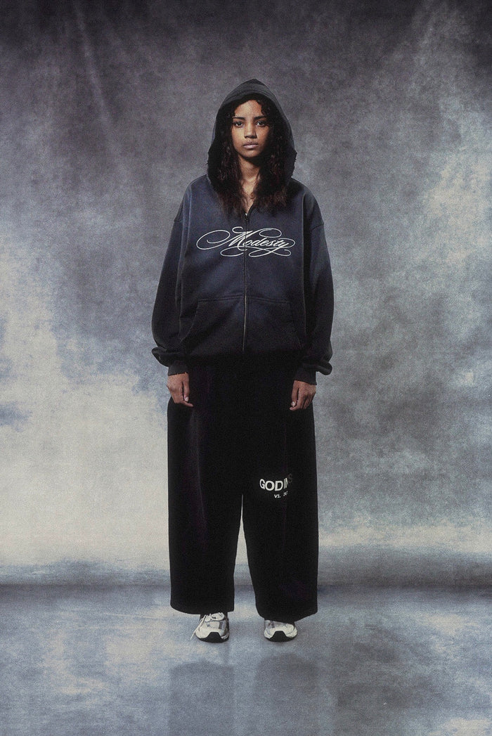 “Modesty” Zip-Up Hoodie in Potassium Black, Potassium Black